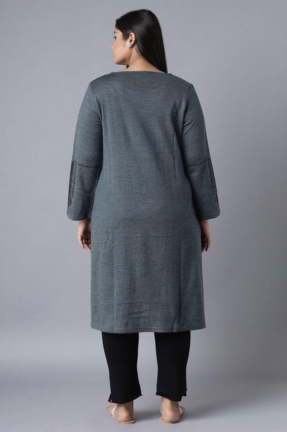 Dark Blue Winter kurta - wforwoman