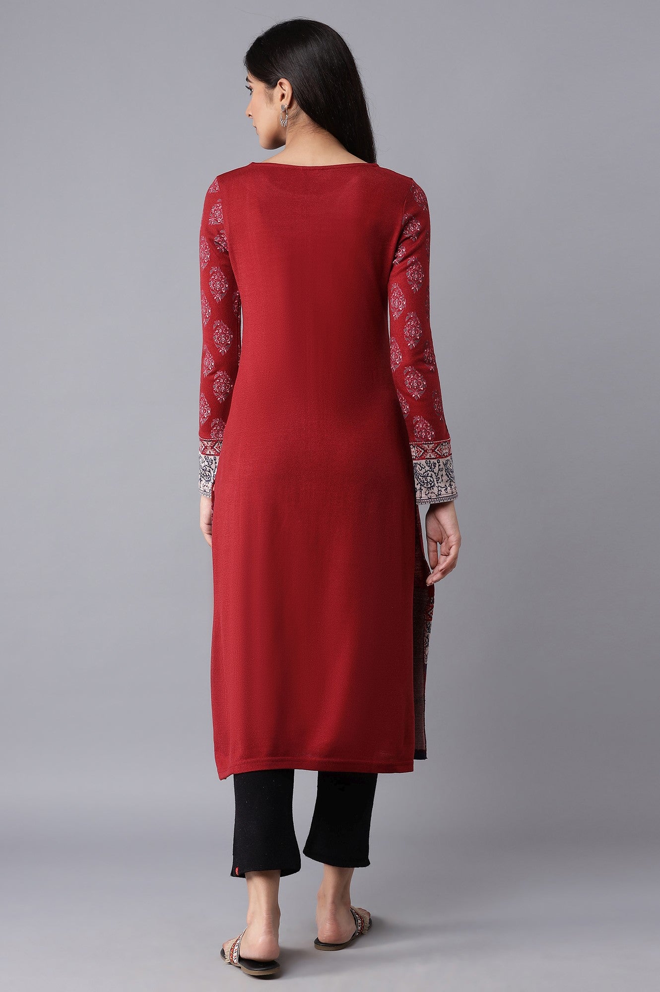 Red Printed Winter kurta