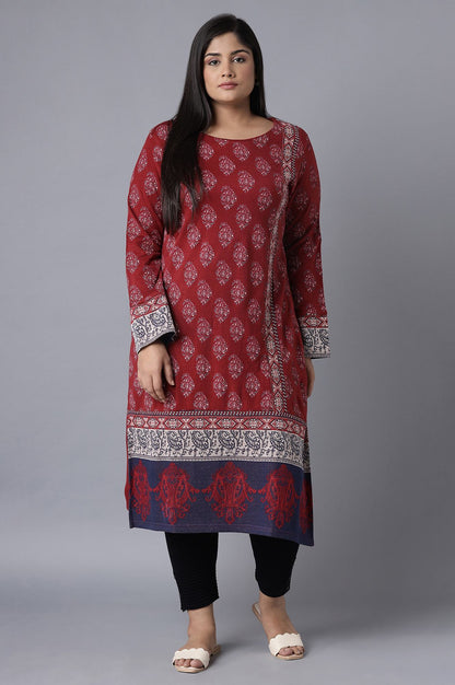 Red Printed Winter kurta