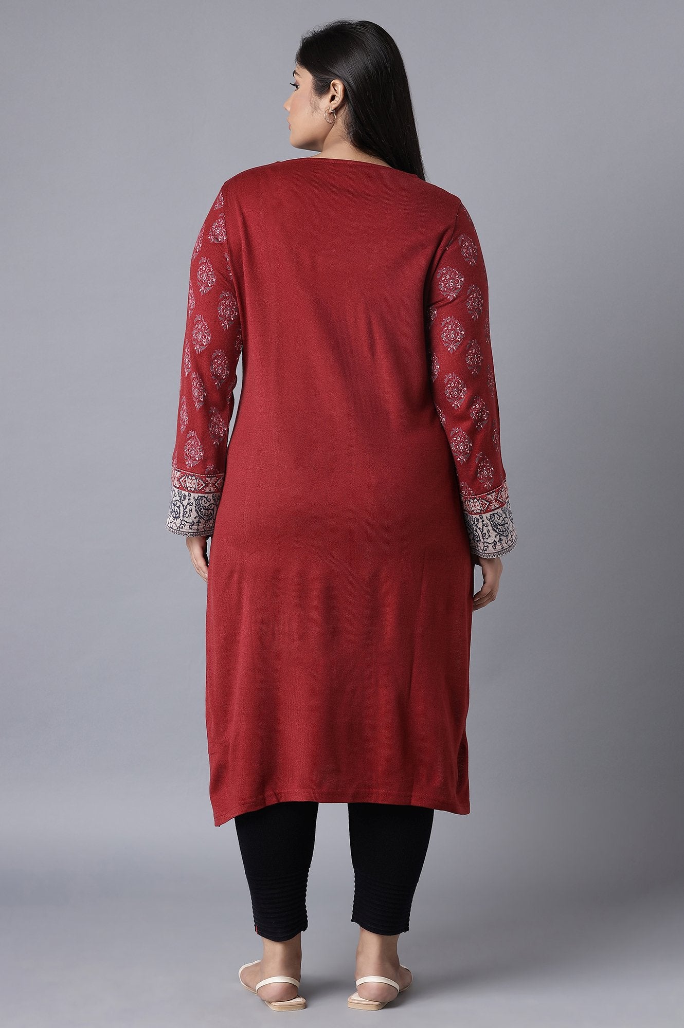 Red Printed Winter kurta