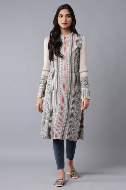 Beige Winter kurta