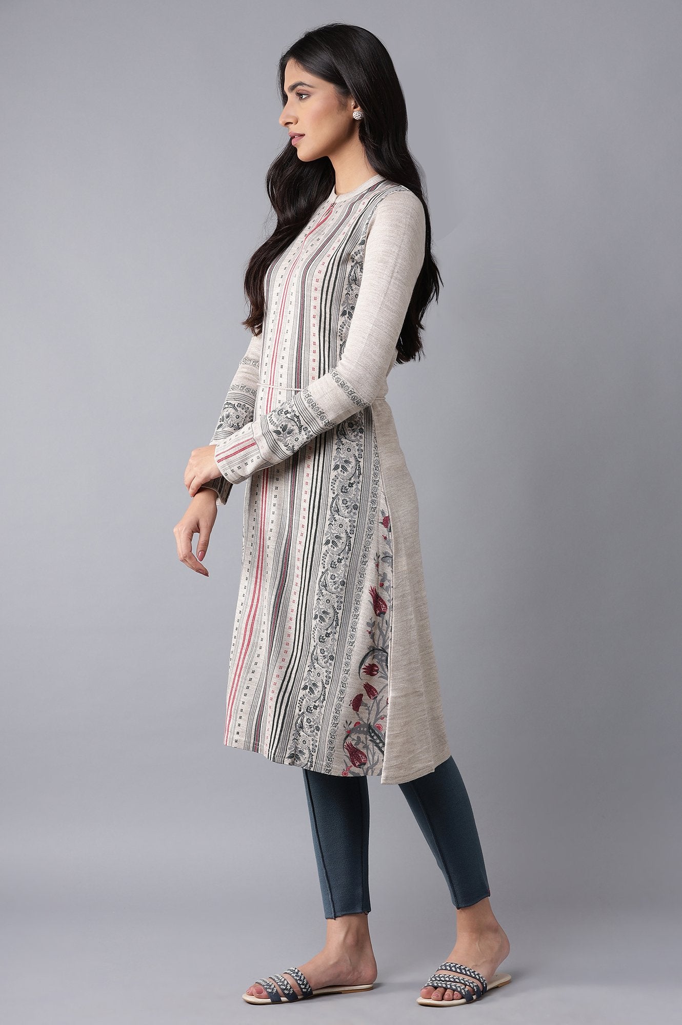 Beige Winter kurta