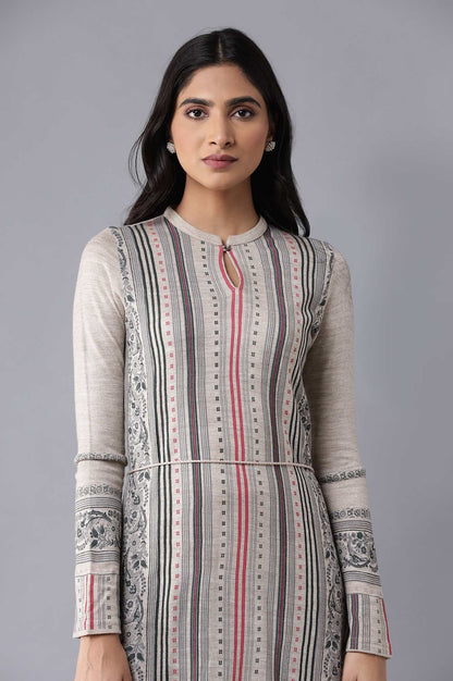 Beige Winter kurta