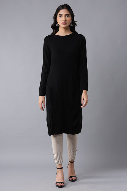 Black Slim Fit Winter Dress