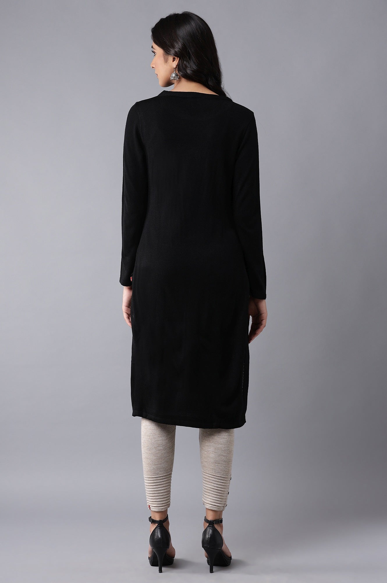 Black Slim Fit Winter Dress