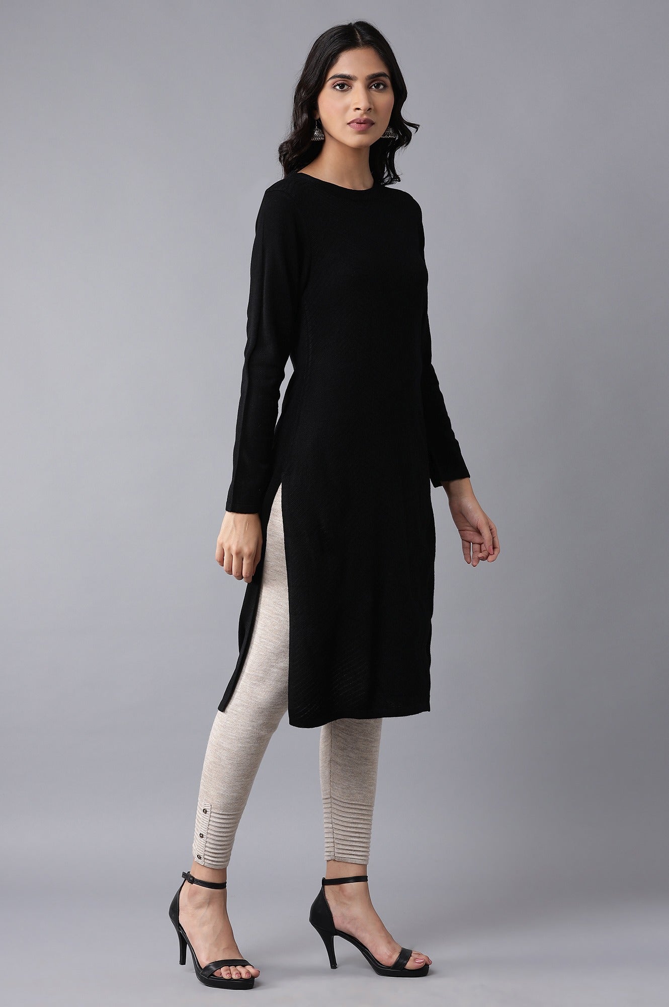 Black Slim Fit Winter Dress