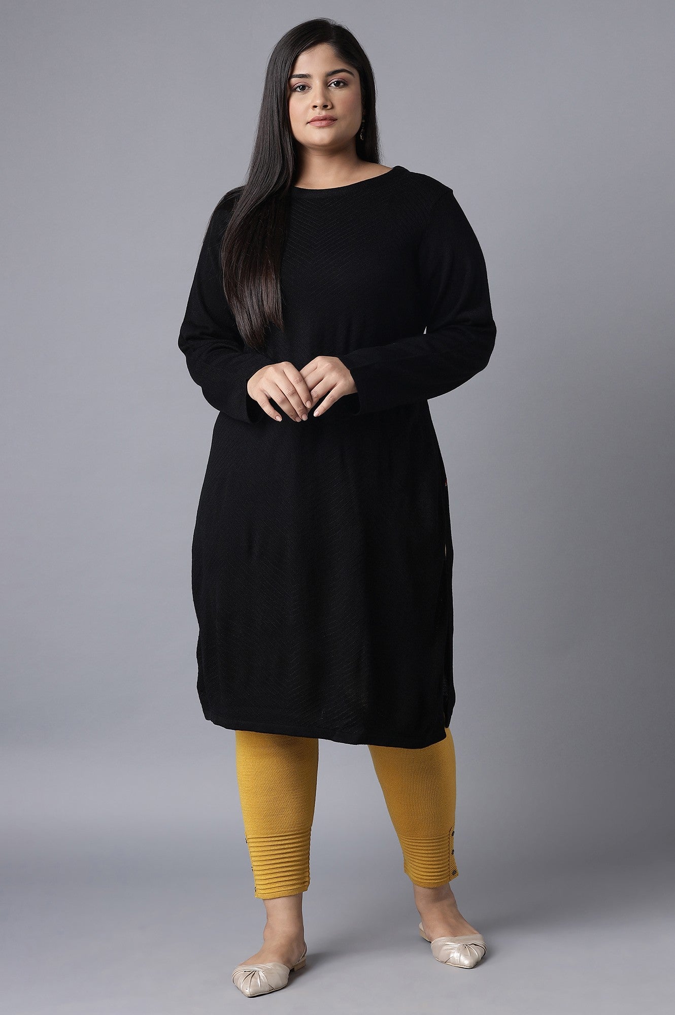 Black Slim Fit Winter Dress