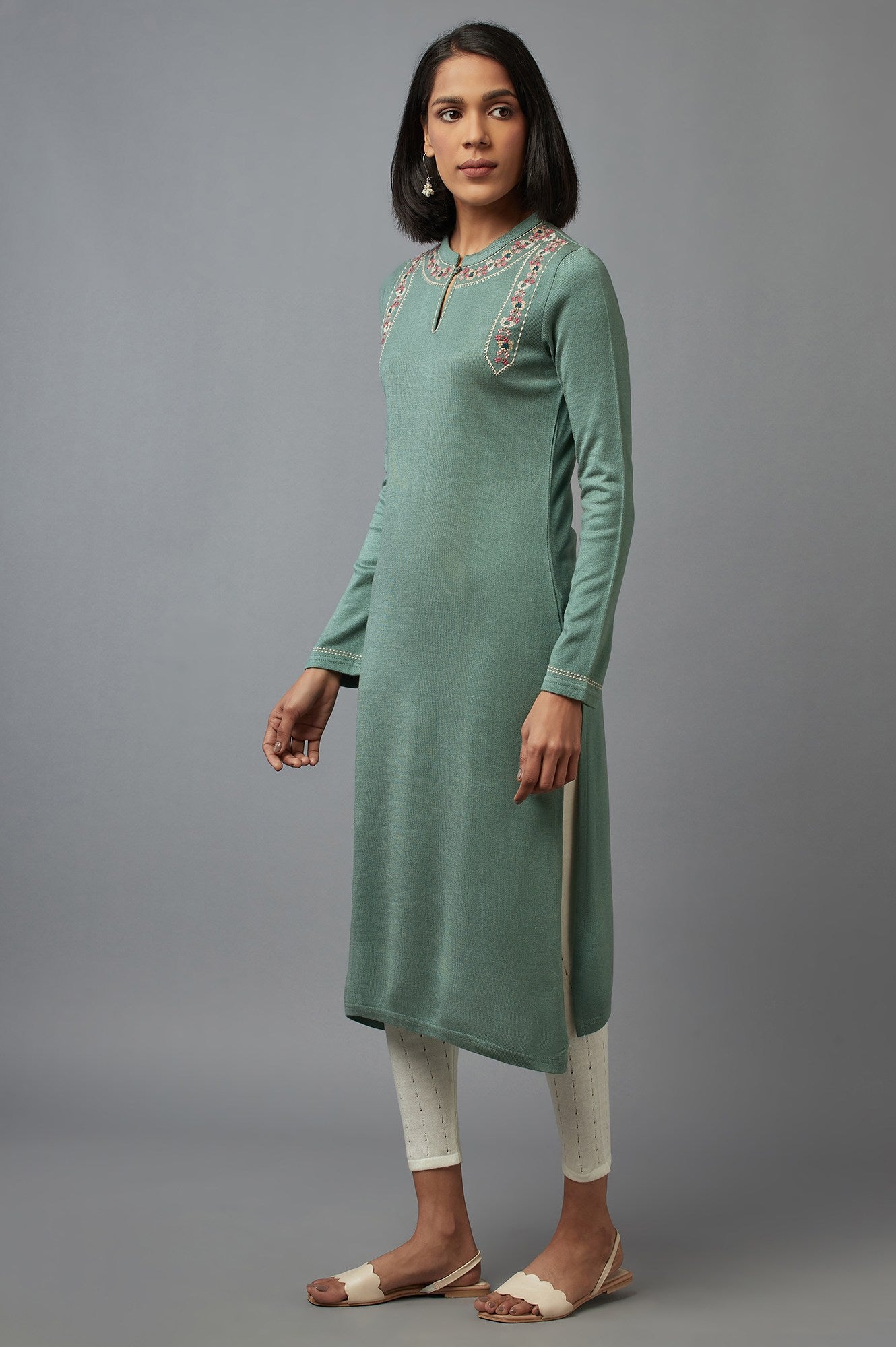 Oil Blue Embroidered Kurta