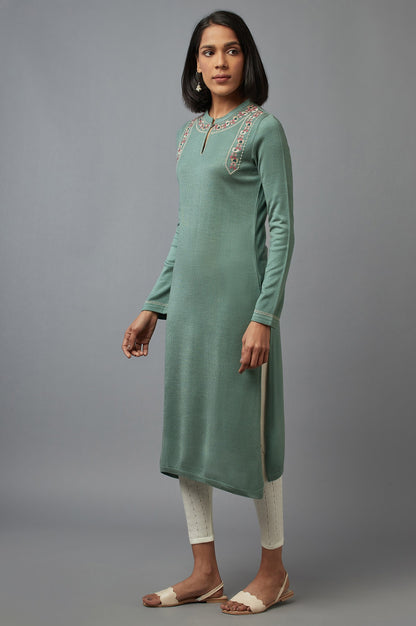 Oil Blue Embroidered Kurta