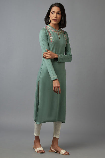 Oil Blue Embroidered Kurta