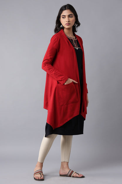 Red Soft Acrylic Cardigan