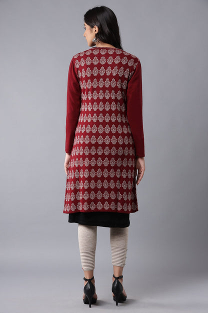 Red Jaquard Cardigan