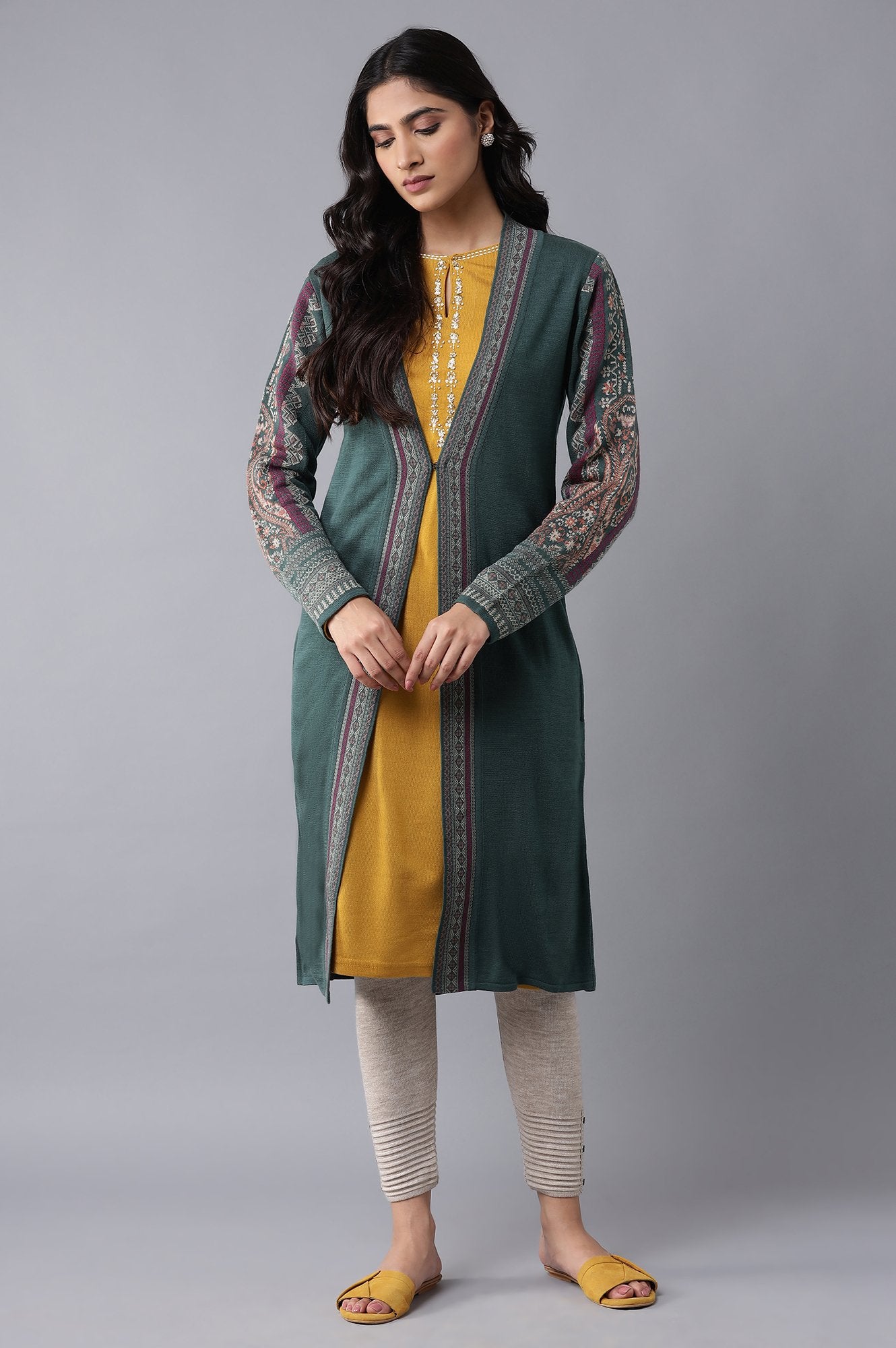 Rifle Green Front Open Cardigan