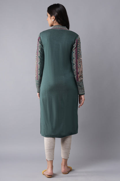 Rifle Green Front Open Cardigan