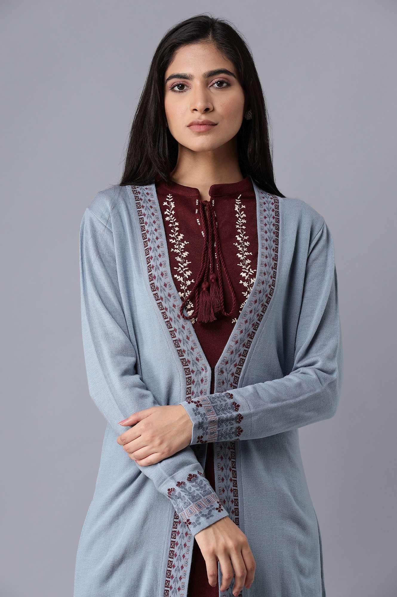 Blue Front Open Cardigan