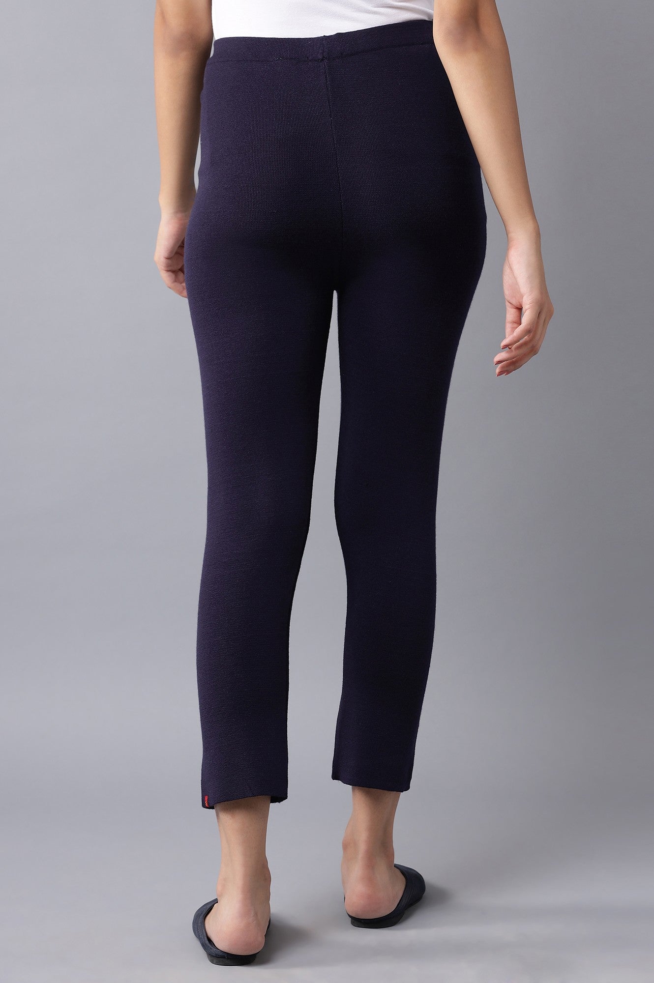 Navy Knitted Slim Pants