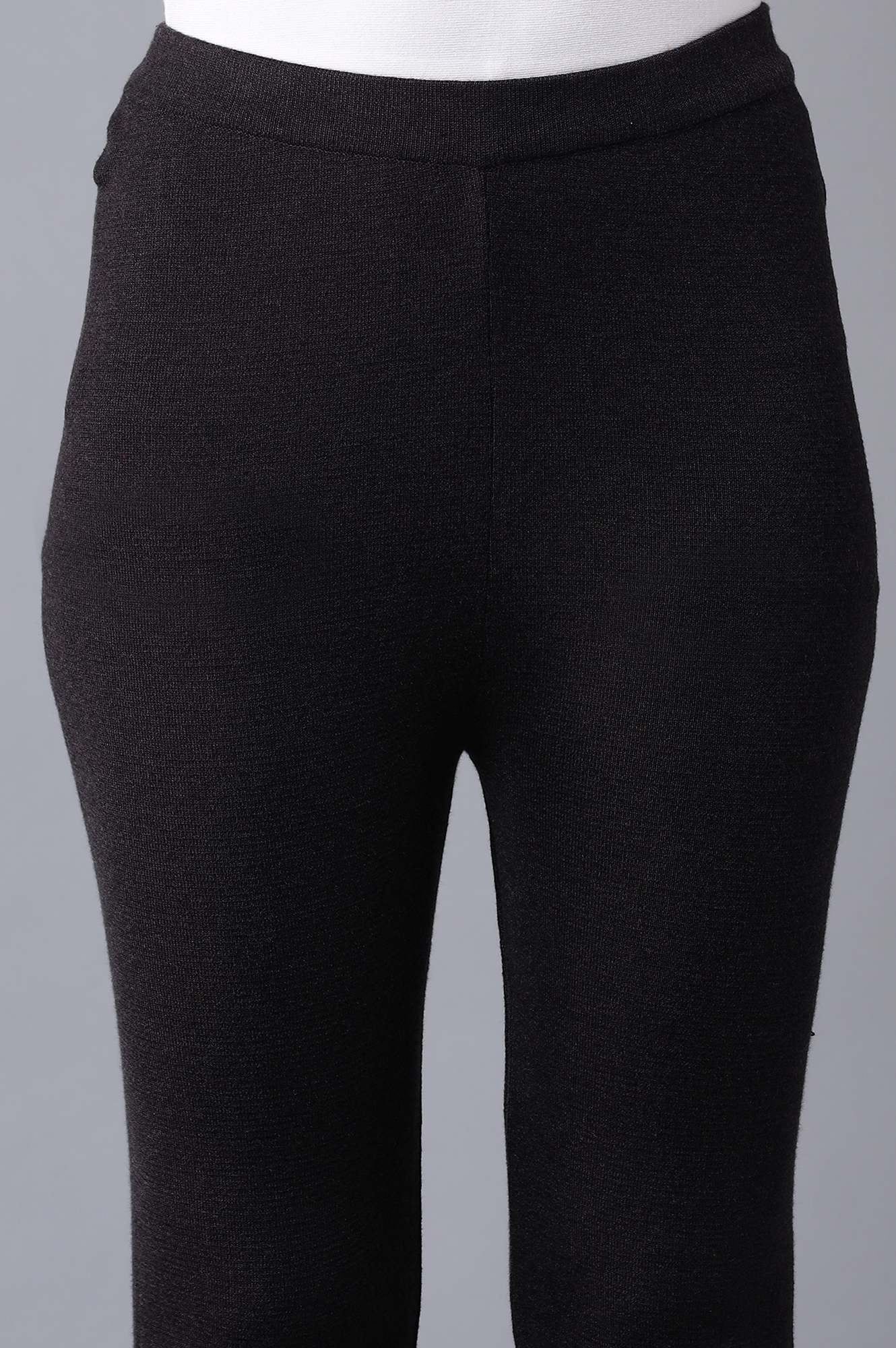 Black Knitted Slim Pants