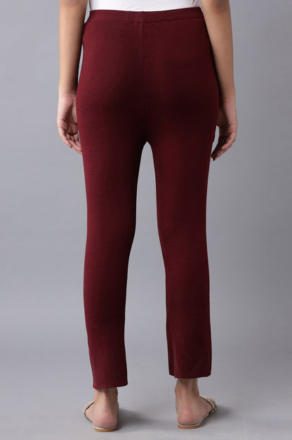 Red Knitted Slim Pants