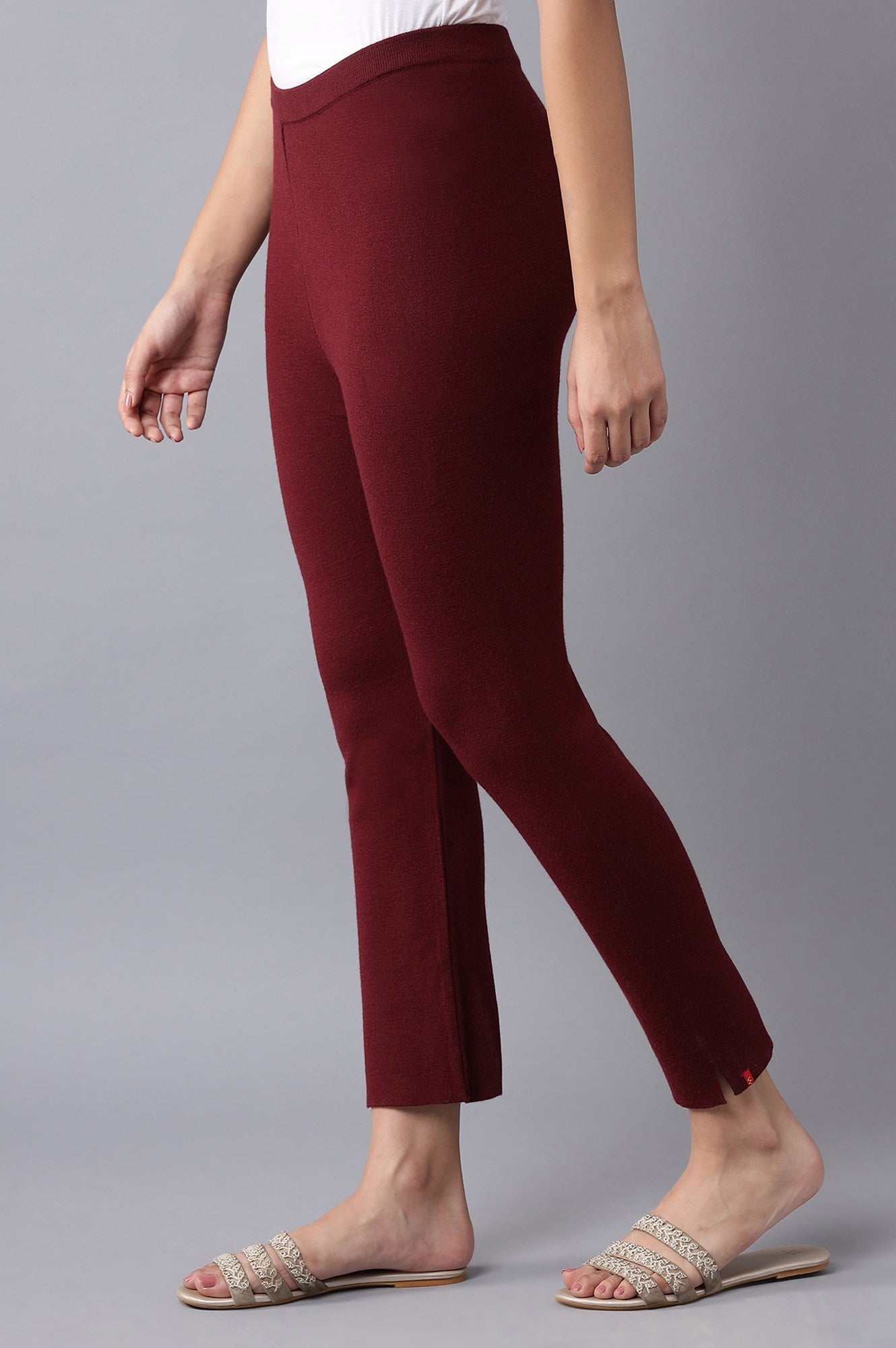 Red Knitted Slim Pants