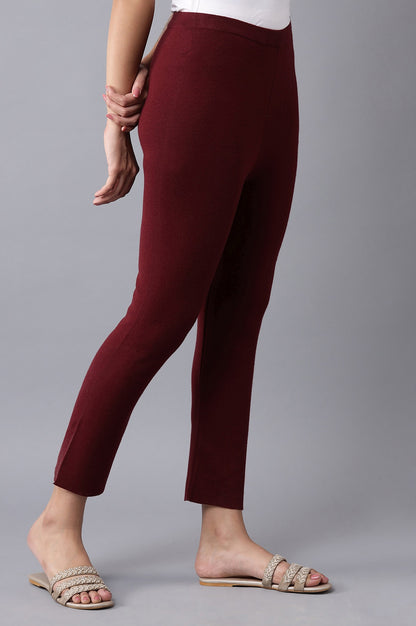 Red Knitted Slim Pants