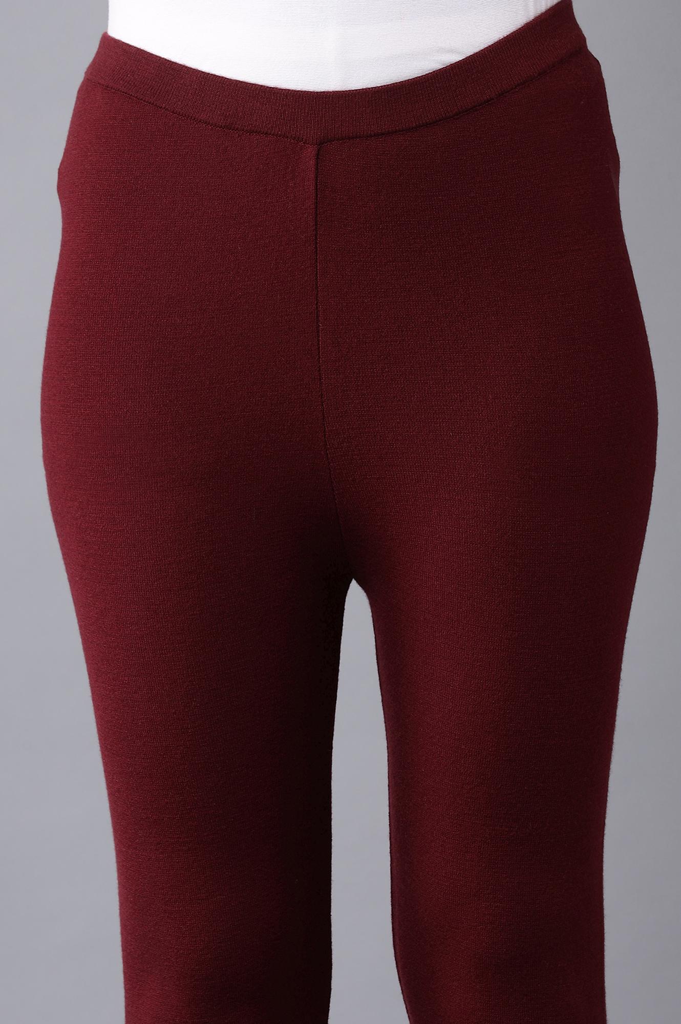 Red Knitted Slim Pants