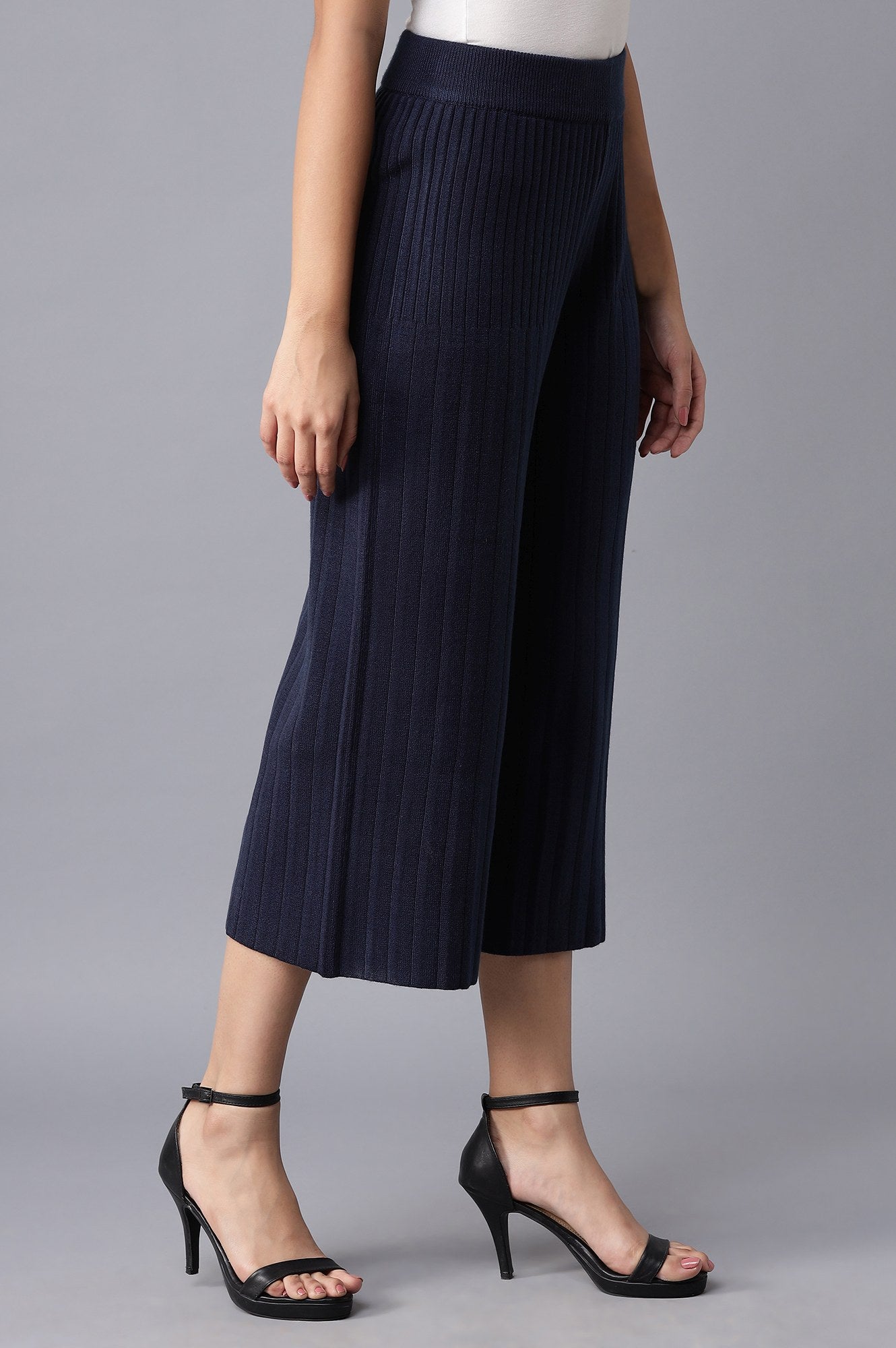 Dark Blue Pleated Parallel Pants