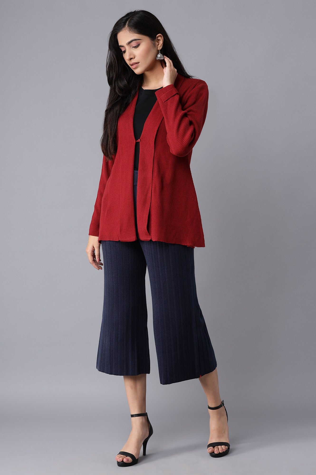 Dark Blue Pleated Parallel Pants