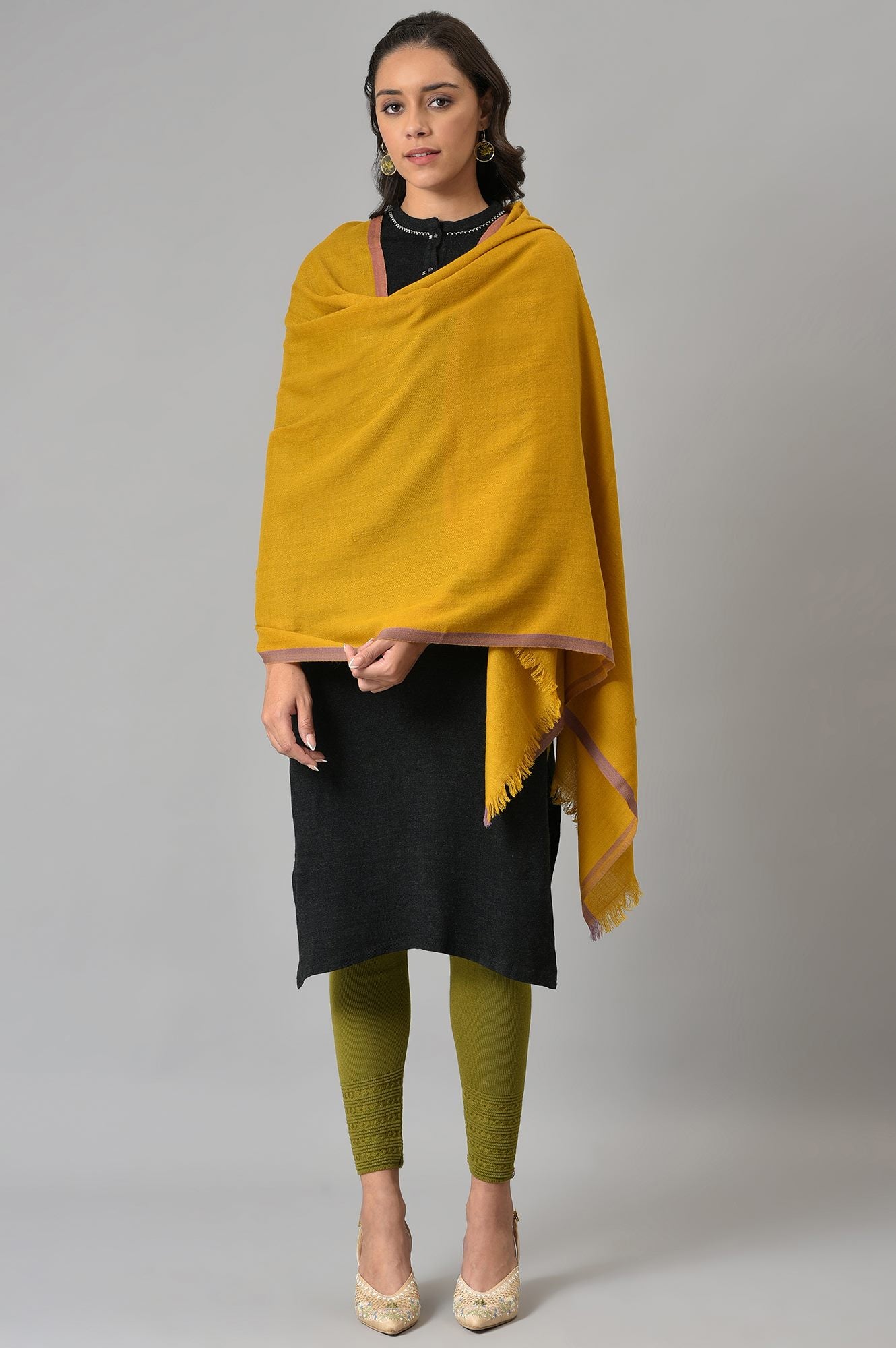 Mustard Knitted Shawl