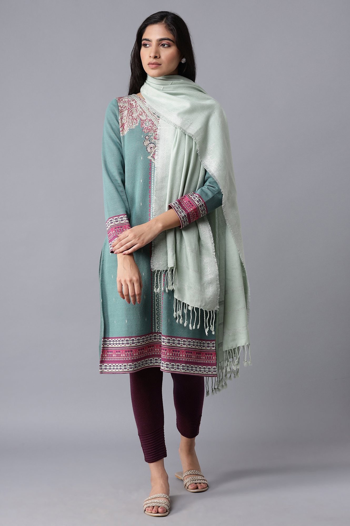 Ecru Jacquard Shawl