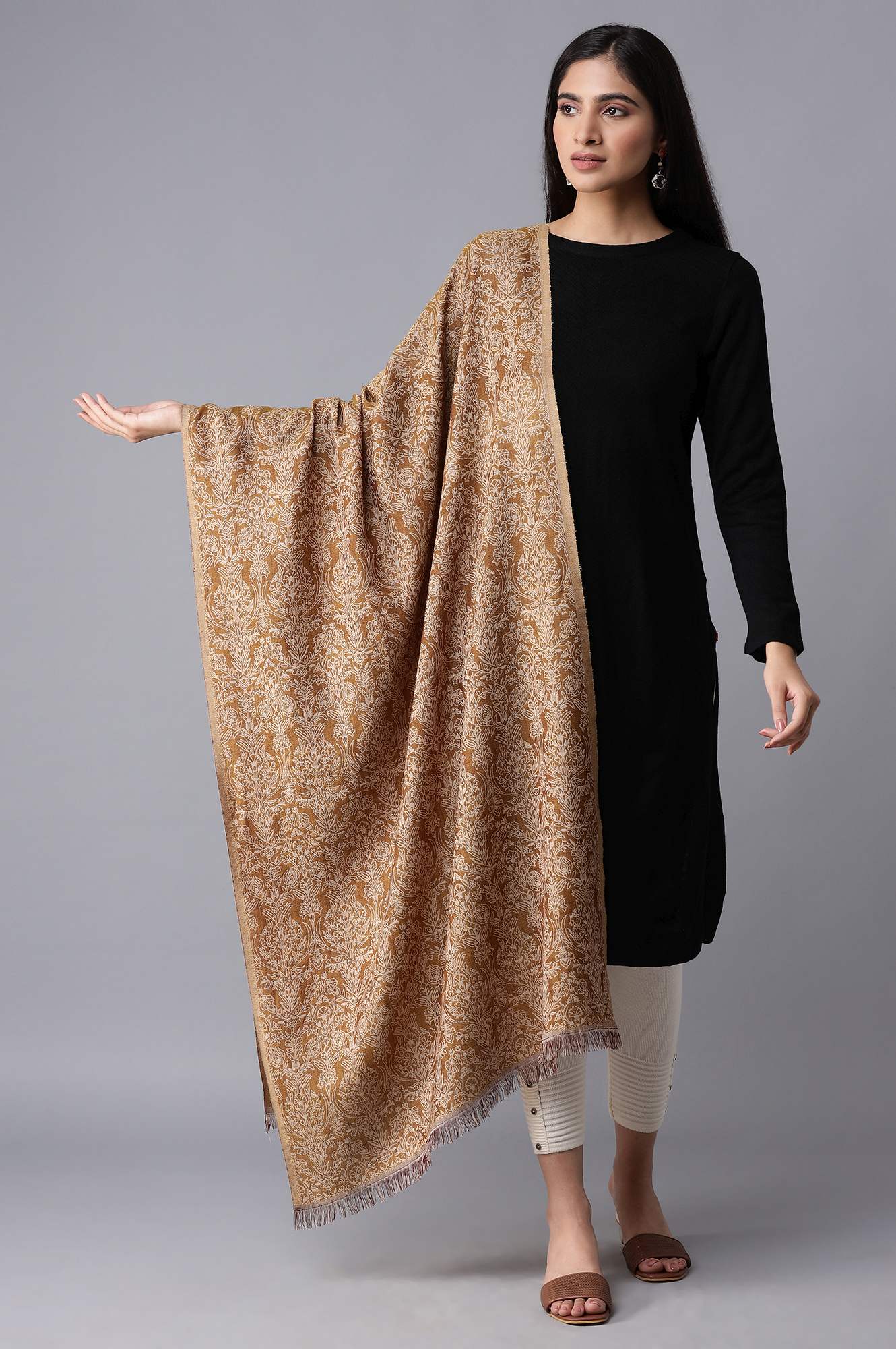 Ecru Jacquard Shawl