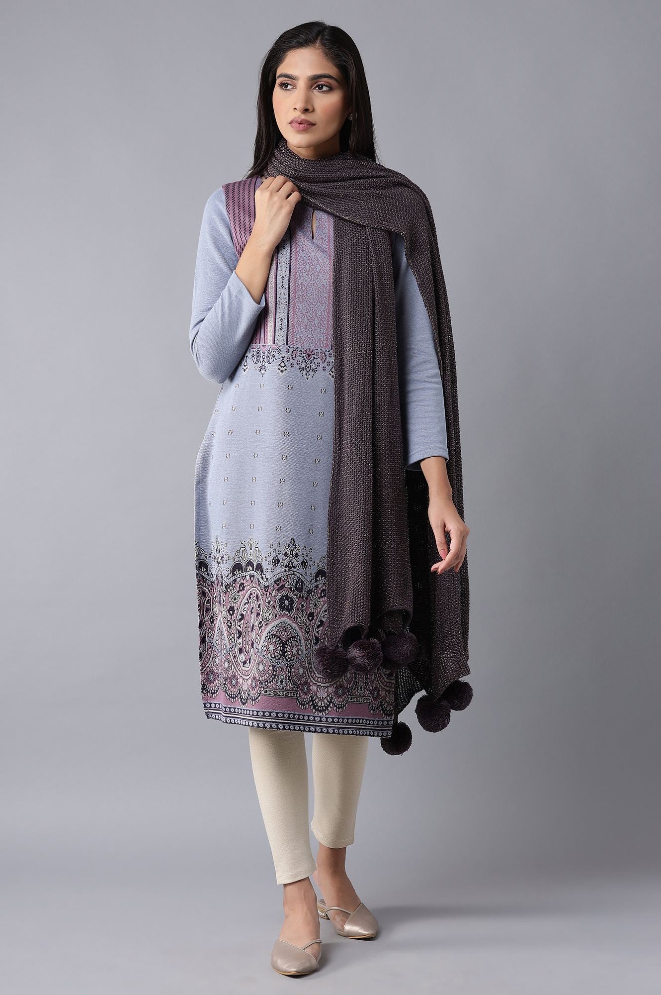 Grey Knitted Shawl