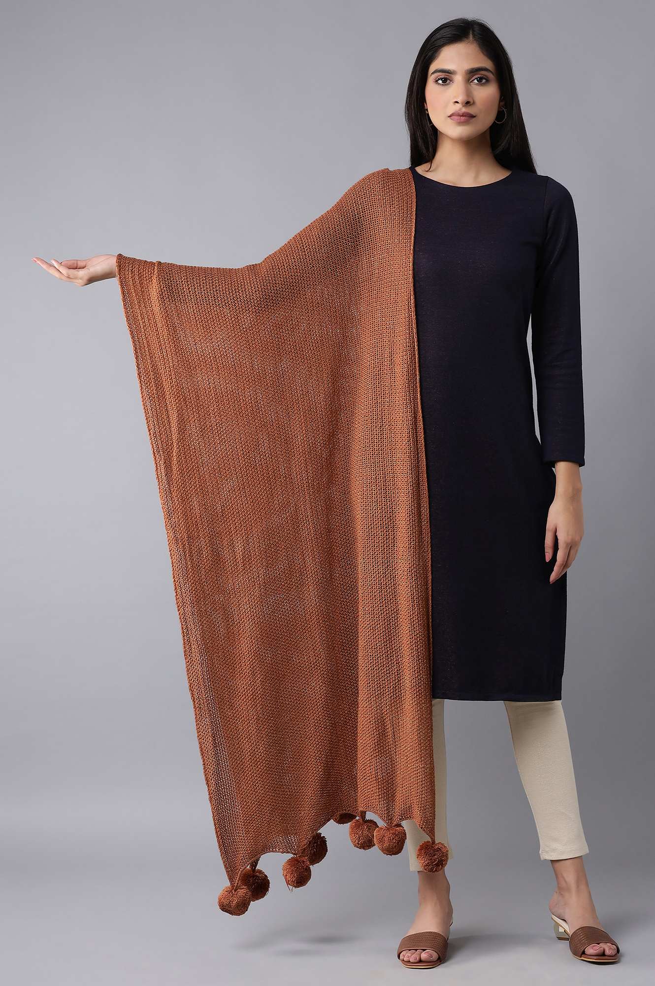 Brown Knitted Shawl