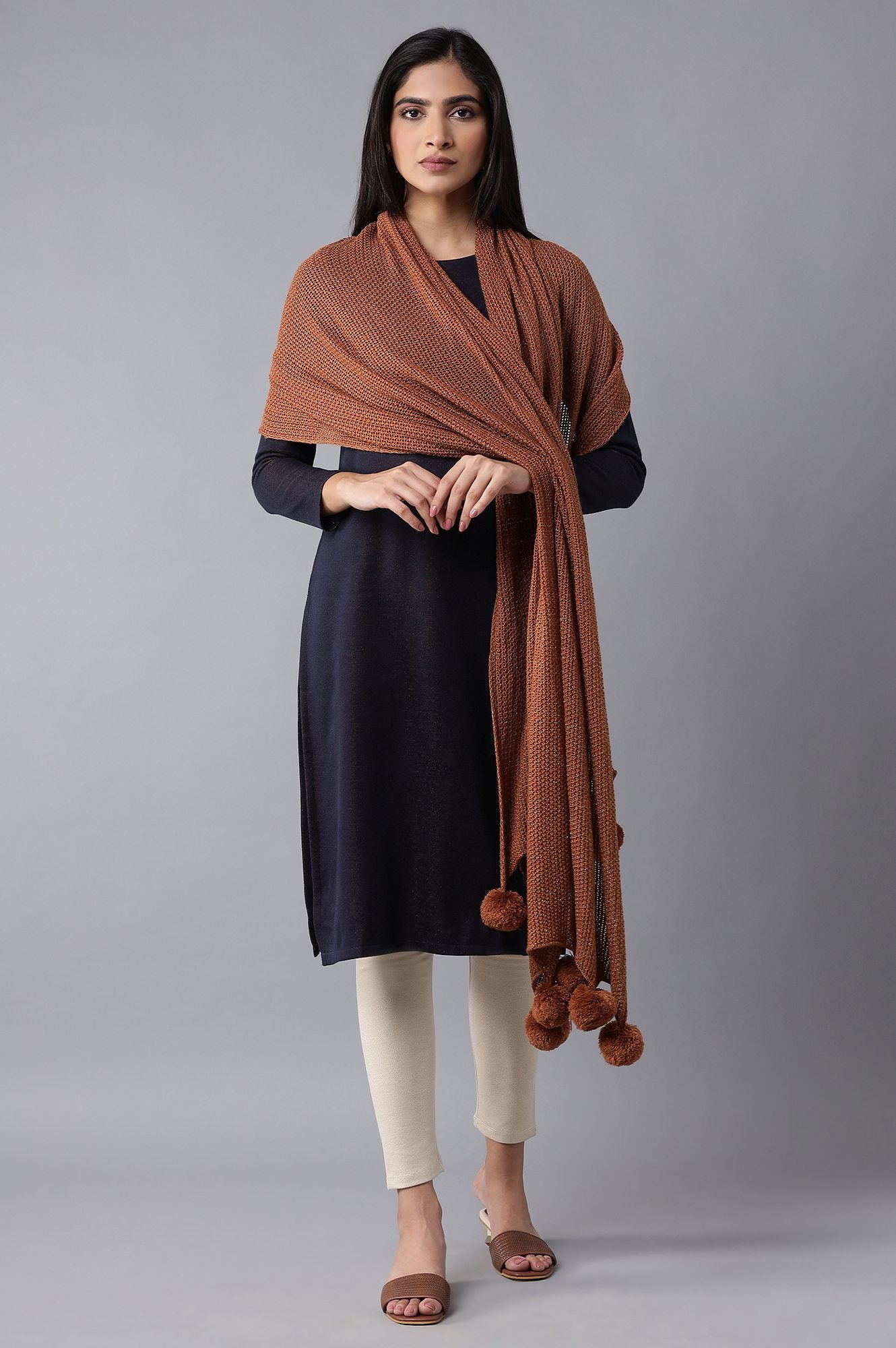 Brown Knitted Shawl