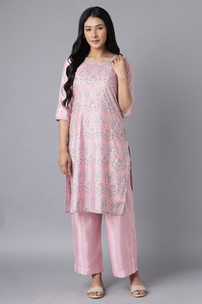 Sweet Pink kurta-Culottes Set