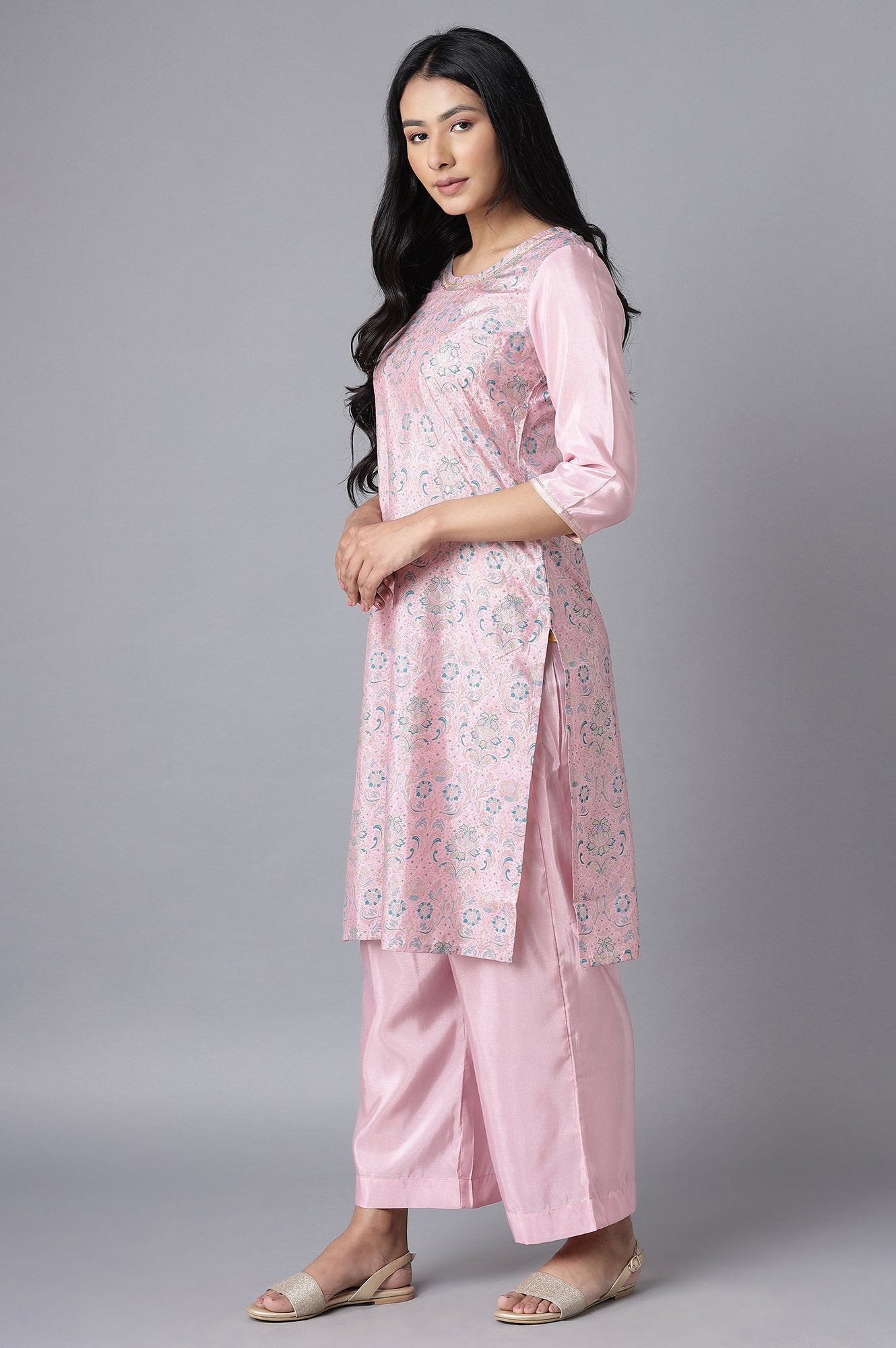 Sweet Pink kurta-Culottes Set