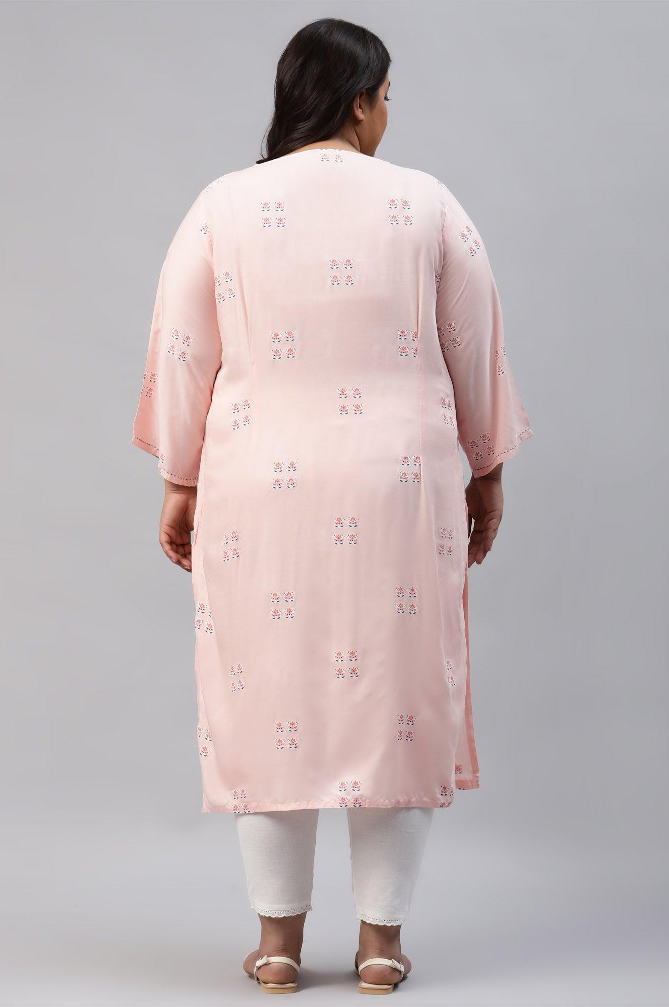 Blush Pink kurta With Embroidery - wforwoman