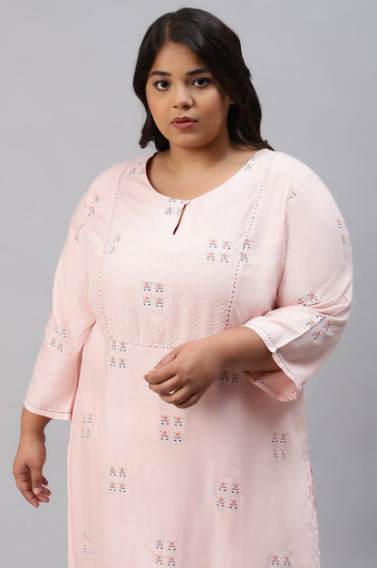 Blush Pink kurta With Embroidery - wforwoman