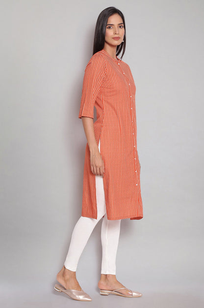 Orange Striped Shirt Dress