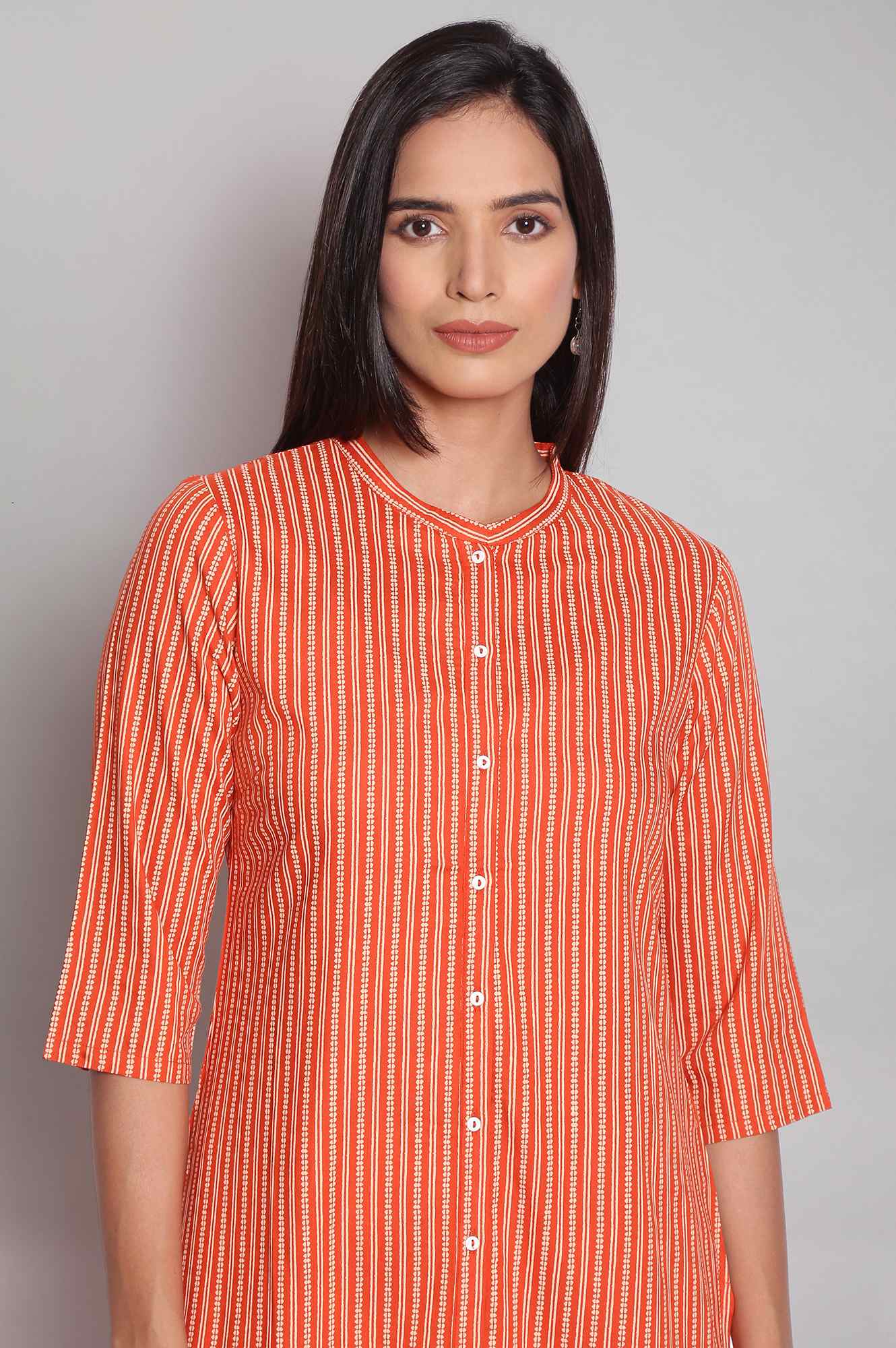 Orange Striped Shirt Dress