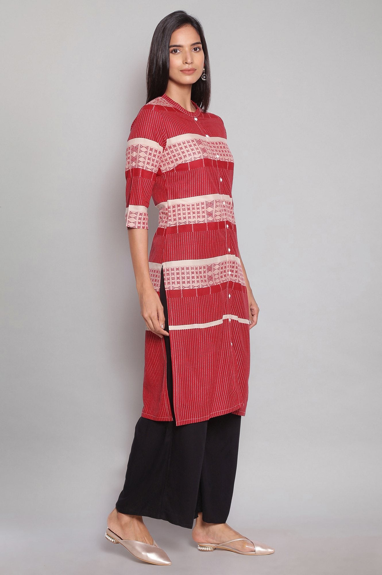 Maroon Printed Shirt kurta