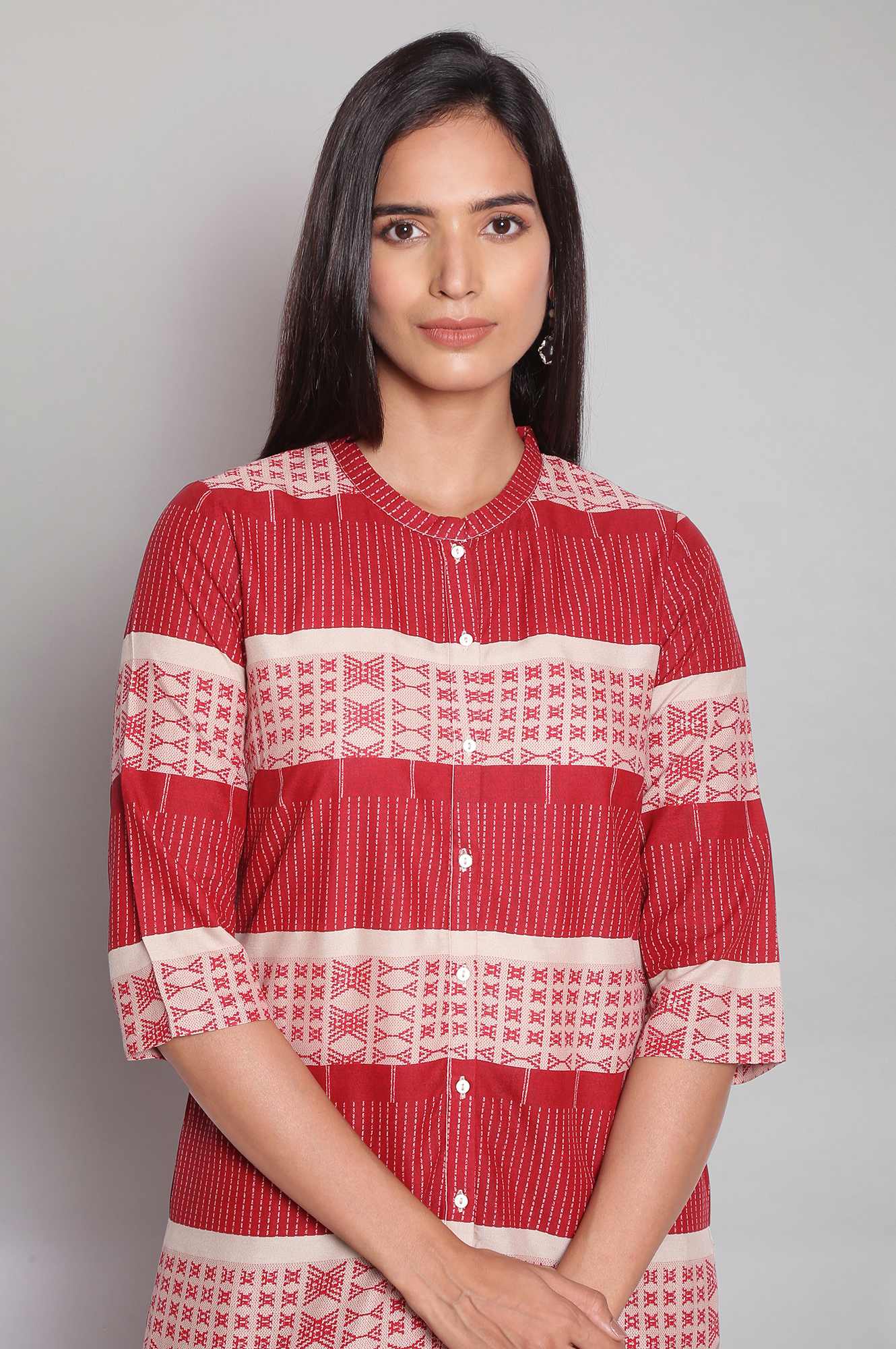 Maroon Printed Shirt kurta