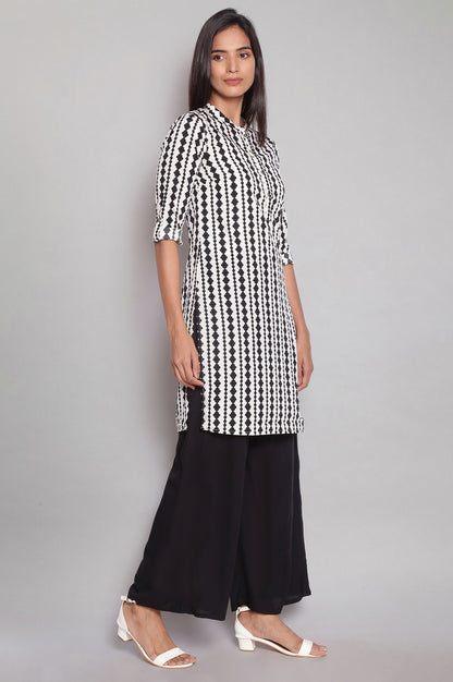 Black Aztec Print Straight kurta