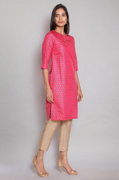 Maroon Round Neck Aztec Print kurta - wforwoman