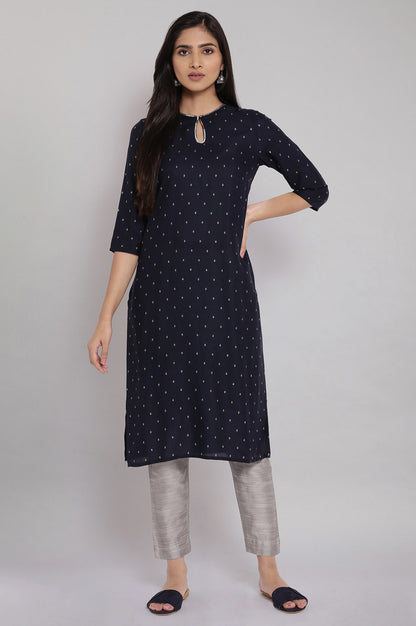 Navy Printed Festive kurta