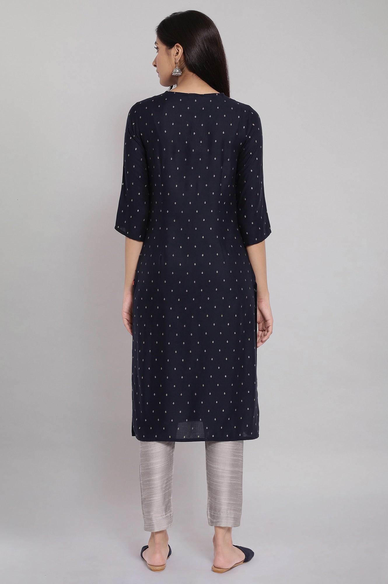 Navy Printed Festive kurta