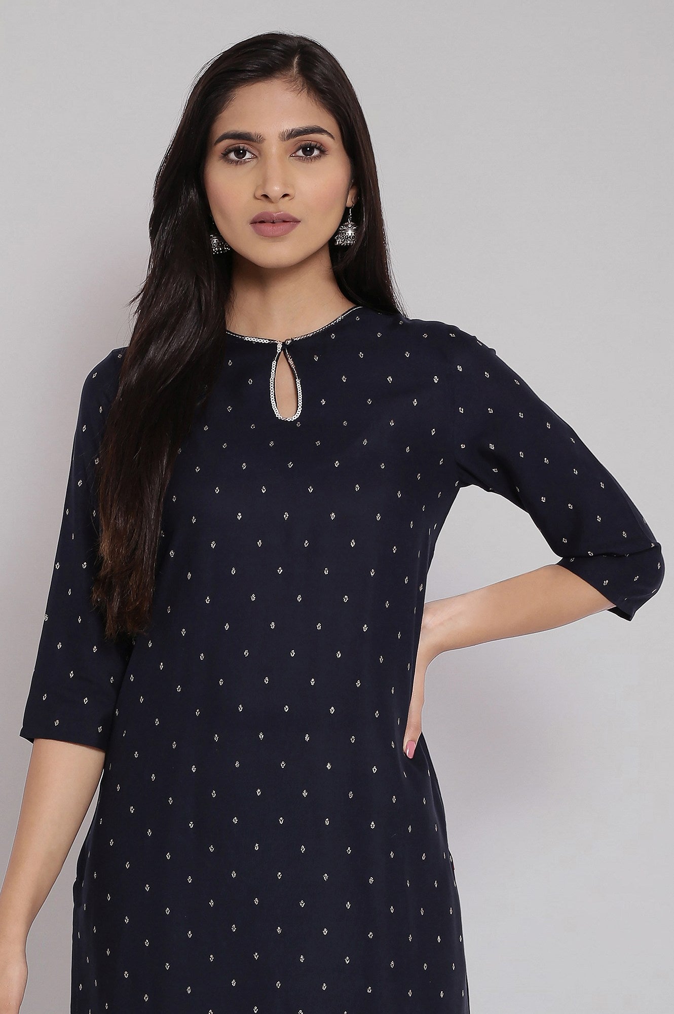 Navy Printed Festive kurta