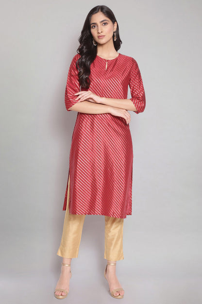 Maroon Printed Festive kurta