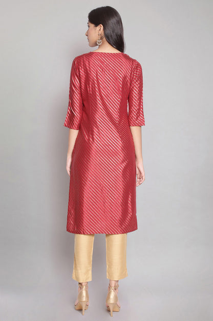 Maroon Printed Festive kurta