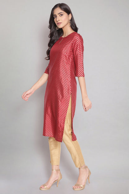 Maroon Printed Festive kurta