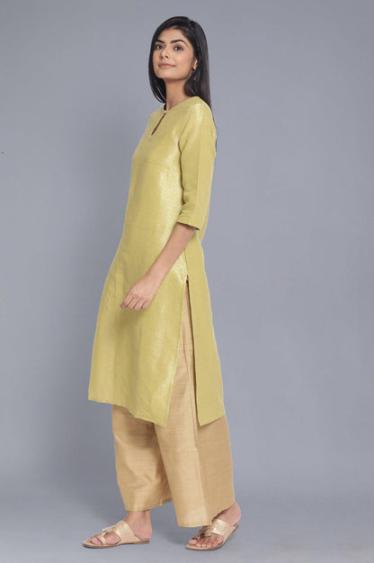 Moss Green Jacquard kurta - wforwoman